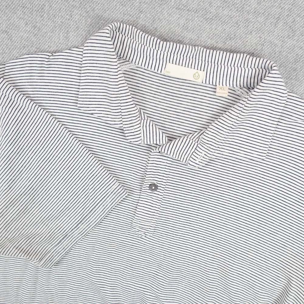 Tasc Performance Polo Shirt Mens XL Gray Striped Short Sleeve Bamboo Soft